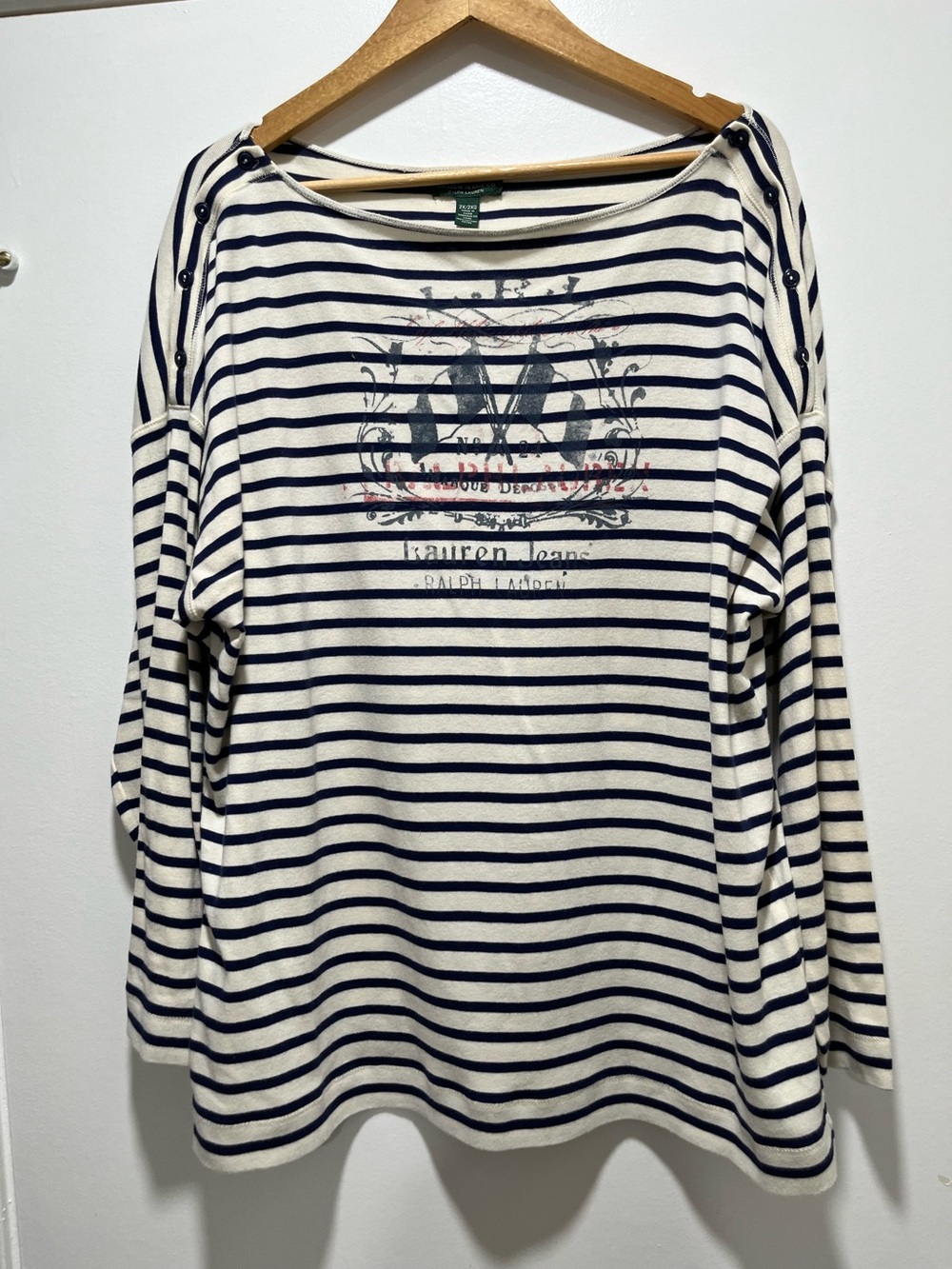 LRL Lauren Jeans Blouse 2XL striped